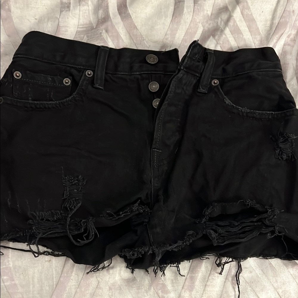 Free people we the free Black Distressed Denim Shorts